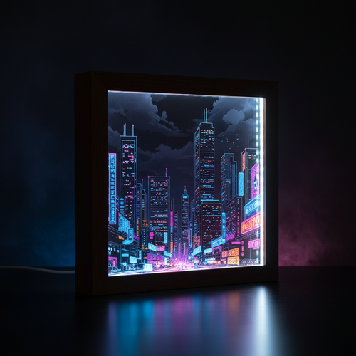 Anime Cityscape Neon LED Frame
